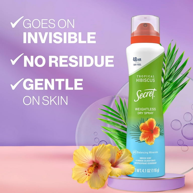 Secret Deodorant Dry Spray Tropical Hibiscus 4.1oz (Pack of 3