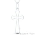 thumbnail image 1 of Flared Modern Christian Cross Pendant & Chain Necklace in .925 Sterling Silver, 1 of 1
