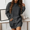 thumbnail image 2 of Clothing! Yajing Oversized Hoodies for Women Women's Trendy Dress 2025 Fall Solid Color Long Sleeve Mini Dresses with Pocket Comfy Soft Classic T Shirt Dresses Hoodies for Women Gray L, 2 of 5