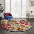 thumbnail image 3 of Nourison Aloha Floral Easy Care Flatweave High-Low Indoor Outdoor Round Rug Red/Multi 710 x 7'10", 3 of 12