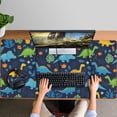 thumbnail image 4 of Long Mouse Pads for Desk,DarkBlue Colorful Dinosaurs Leaves Desk Mats on Top Of Desks, Desk Mouse Pad Extra Large with 3mm Non-Slip Base and Stitched Edge for Gaming,Work,Home 47.3"x23.6", 4 of 5