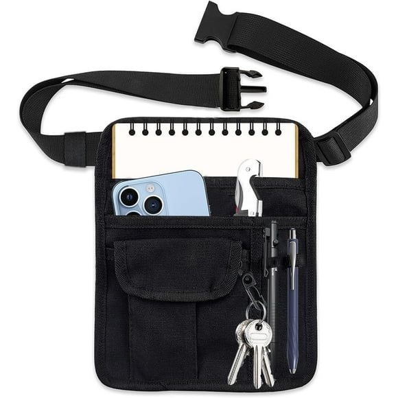 shiyou-Server Waitress Pouch, Cute Server Apron Short Restaurant Waitress Accessories Bag with Pockets Adjustable Belt, Utility Money Bag Working Serving Apron for Restaurants, Gardening, Nursing, Bl