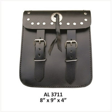 - Motorcycle Luggage Travel Medium Studded Sissy bar leather bag With Silver Concho