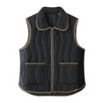 thumbnail image 2 of JGGSPWM Women's Plus Size Puffer Vest Lapel Wind Proof Sleeveless Outwear Vest Warm Lightweight Winter Coat with Zipper Pocket Black XXXL, 2 of 3