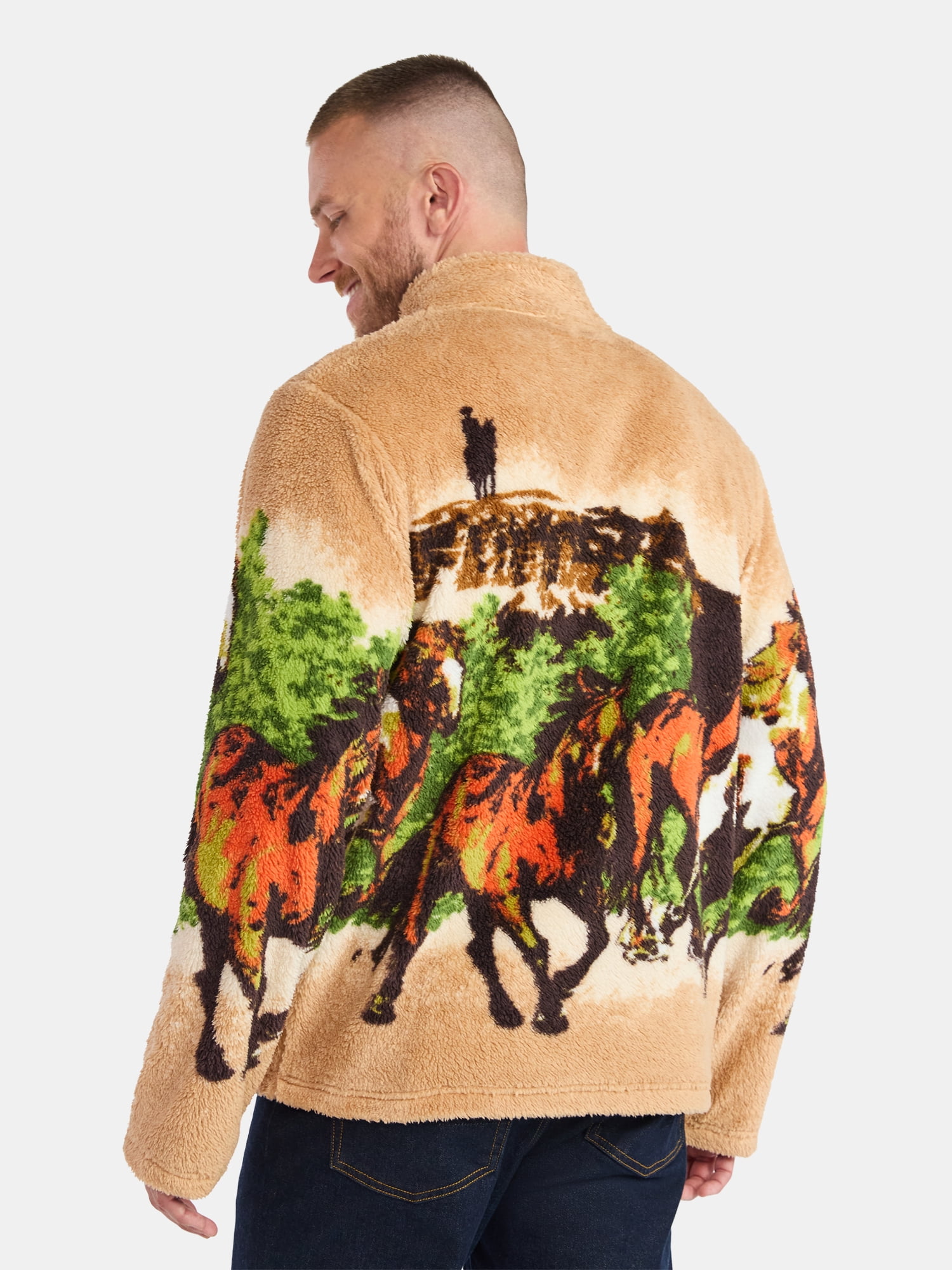 Coors Men's and Big Men's Scenic Print Fleece Quarter Zip Jacket, Sizes XS-3XL