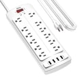 thumbnail image 1 of Protector contra sobretensiones Power Strip Alestor, 12 salidas, 4 USB, color blanco, 1 of 7