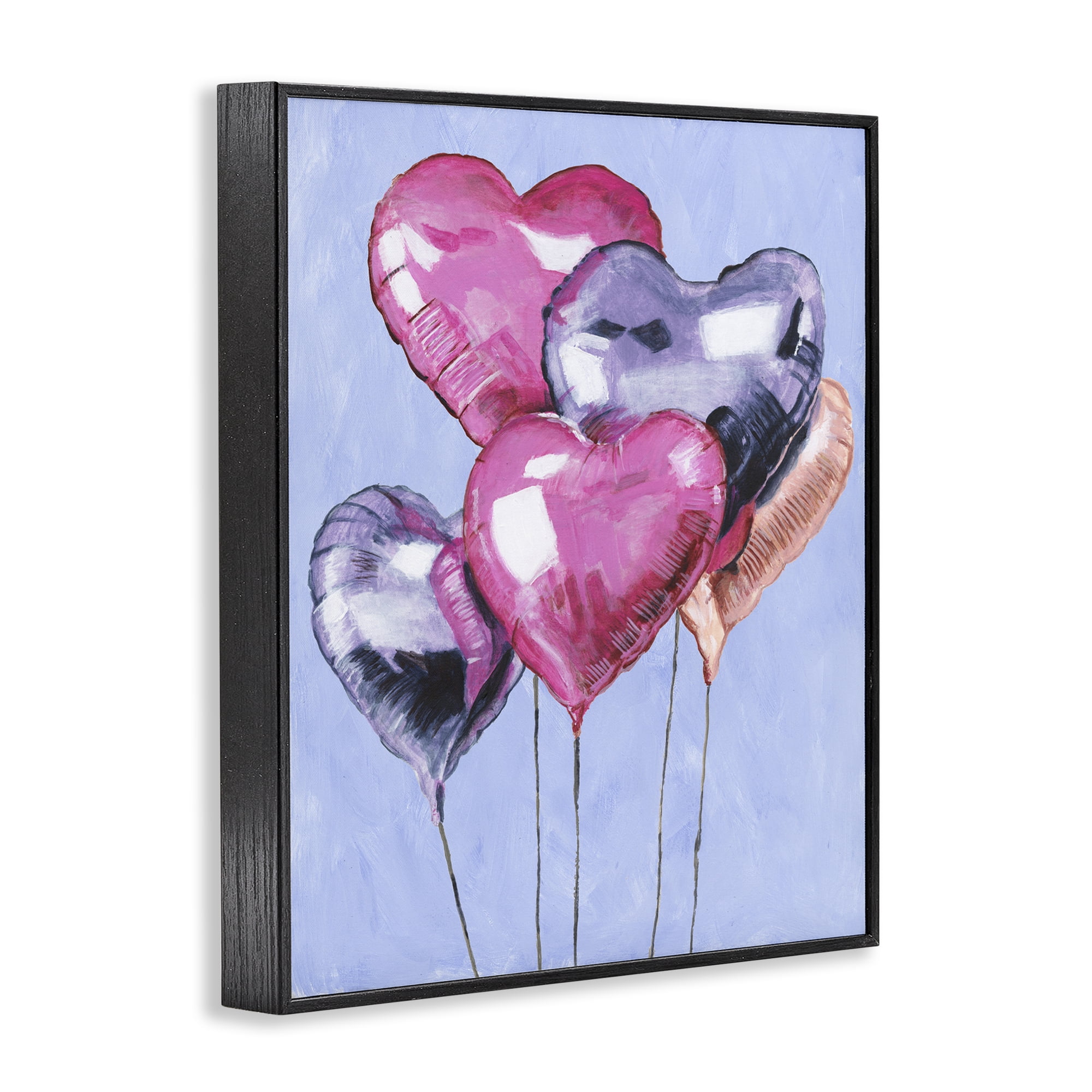 Stupell Industries Heart Balloons Celebration Black Framed Giclee Art, design by Michael Willett