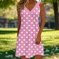 thumbnail image 4 of Women's Casual V-Neck Pleated Long Sleeve Elastic Waist Dress for Everyday Wear, 4 of 6