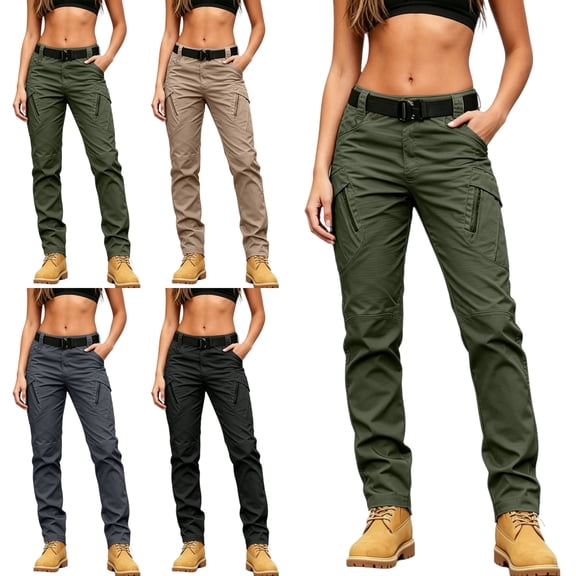 Functional Cargo Pants for Women 8 Pocket Military Utility Outdoor Casual Versatile Trousers
