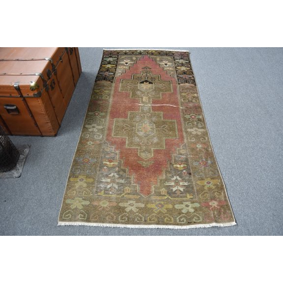 Vintage Rug, Area Rug, Turkish Rug, Antique Carpet, 43x85 inches Red Carpet, Handwoven Floor Rugs, Handmade Bedroom Rugs, 11928
