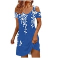 thumbnail image 5 of Cold Shoulder Dresses for Women Boho Floral Print Mini Dress Elegant Classy Business Sundress Casual Work Fashion Trendy Outfits V Neck Short Dresses 2026 Summer Beach Vacation Outfits, 5 of 6