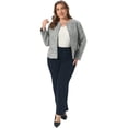 thumbnail image 3 of DARING DIVA Women's Plus Blazer Collarless Long Sleeve Open Front Jacket 4X Black White, 3 of 6