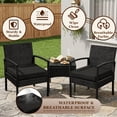 thumbnail image 4 of Tappio Outdoor Furniture 3 Piece Patio Bistro Furniture Set, Rattan Conversation Chairs Set with Side Table and Cushions, Patio Furniture Sets for Balcony Garden Porch, Black, 4 of 8