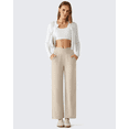 thumbnail image 6 of G4Free Ribbed Ankle Pants for Women 7/8 Length Wide Leg Yoga Pants with Pockets Casual Travel, 6 of 7