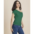 thumbnail image 3 of Moomaya One Shoulder Cotton Tshirt, Solid Short Sleeve Top For Women, 3 of 9