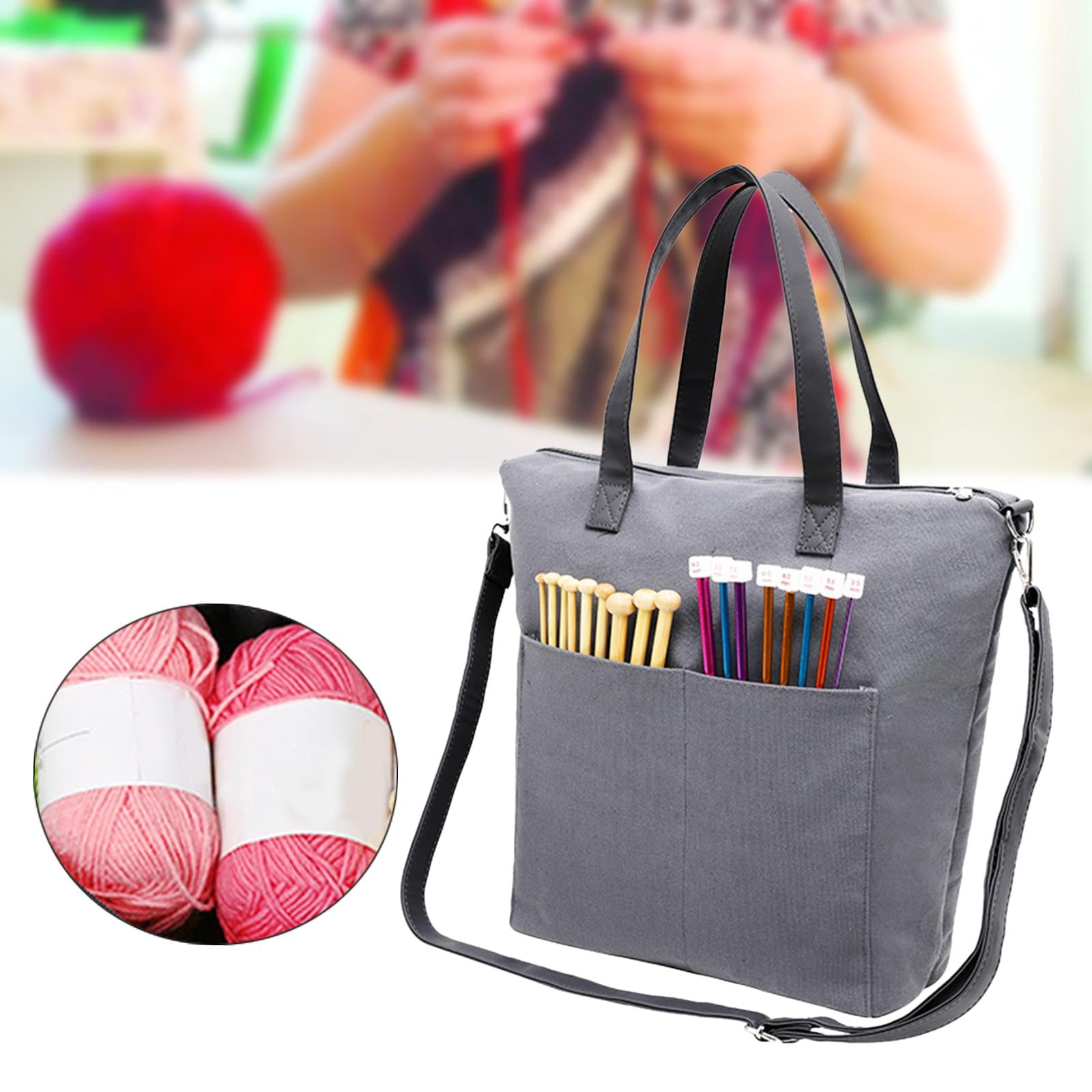 Wxqbjtam Yarn Storage Organizer Knitting Bag Empty Storage Bag Large Crochet Bag Tote for gray