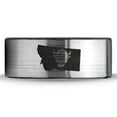 thumbnail image 2 of Tungsten Montana The Treasure State Bison Band Ring 8mm Men Women Comfort Fit Brushed Gray Flat Cut Black Polished, 2 of 4