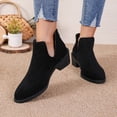 thumbnail image 3 of Rokment Womens Dress Boots Winter Spring Fashion V Cut-Out Suede Pointed Toe Chunky Low Heel Slip on Ankle Booties for Ladies Black Size 6, 3 of 8