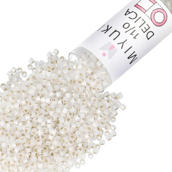 Miyuki Delica Seed Beads – Size 11/0 (1.6 mm), DB0221, G/L White Opal, 7.2 g, Approx. 1440 Beads
