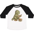 thumbnail image 3 of Inktastic Dinosaur Reading Books Cute Glasses Illustration Boys or Girls Toddler T-Shirt, 3 of 5