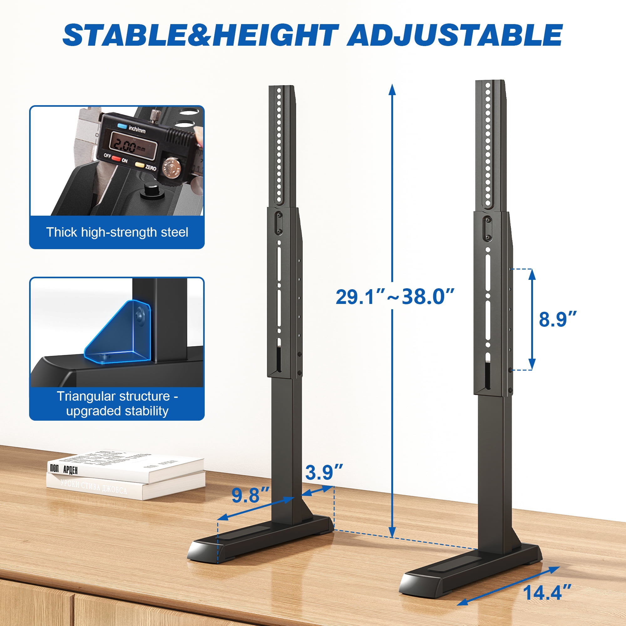TAVR Furniture Table Top TV Stand Universal Base Height Adjustable for Most 37 to 86 inch LCD LED TVs