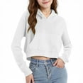 thumbnail image 2 of UQJfacai Girls Cropped Hoodie Y2k Fleece Pullover Sweatshirts with Pocket Kids Fall Winter Casual Long Sleeve Crop Tops 4-12 Years, 2 of 8