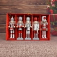 thumbnail image 6 of Christmas sale! 5 Pack Wooden Nutcracker Figure Ornaments, Wood Soldiers Set for Christmas Tree, Xmas Holiday Decorations, 5 inches, 6 of 7