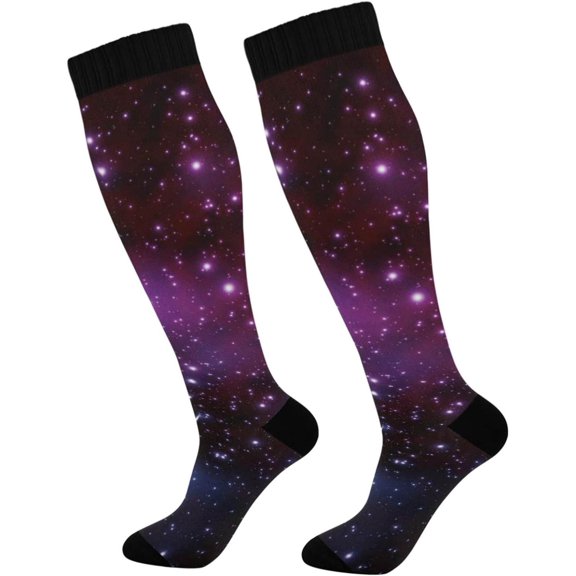 GZHJMY Galaxy Compression Socks, Women Men Long Stocking (20-30mmHg), Travel Knee High Stockings for Athletic Sports,Running,Cycling,Nursing