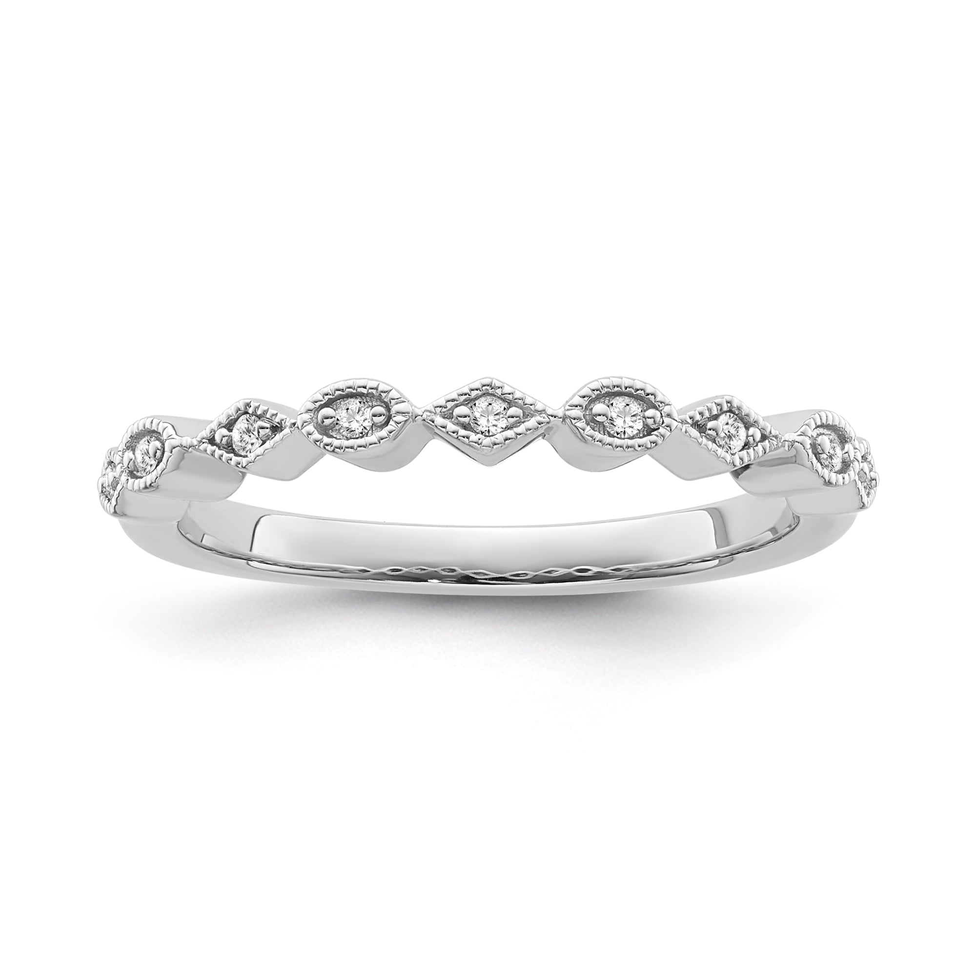 ARAIYA JEWELRY 10K White Gold Diamond Band Ring for Women (1/20 Cttw, I-J  Color, I2-I3 Clarity), Size 7