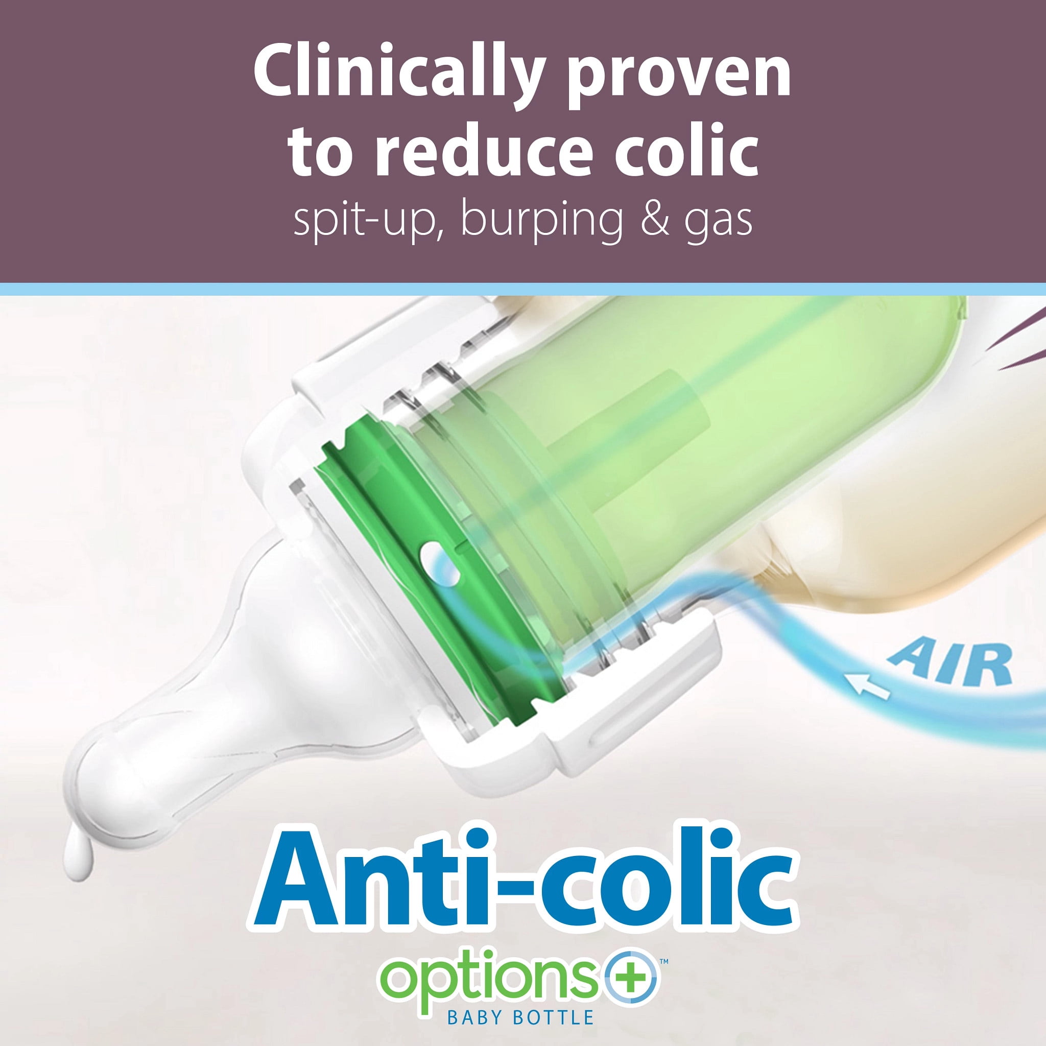 Dr. Brown's Anti-Colic Options+ Narrow PPSU Baby Bottle with Level 1 Nipple Slow Flow Nipples, Durable and Lightweight, BPA-Free, 4 oz/120 mL, 2-Pack