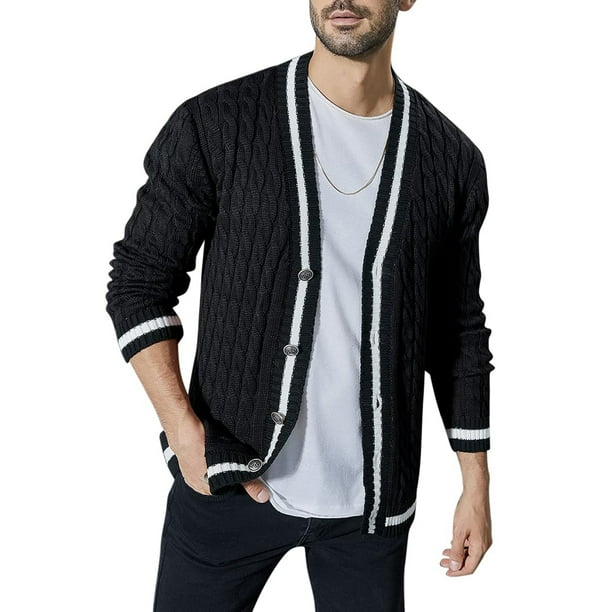 Gemijacka Men's Shawl Collar Cardigan Sweater MultiColor Button Down