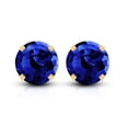 thumbnail image 3 of Rosec Jewels Lab Grown Blue Sapphire Solitaire Stud Earrings - AAAA Grade - 2 Ct - Sapphire Diamond Earrings - with Jewelry Box, 14K Yellow Gold, 3 of 7