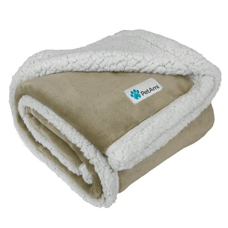 UPC: 0819594024596 | PetAmi Dog Blanket for Bed  XL Pet Blanket Large Dogs  Fleece Furniture Couch Cover Protector Sofa Car Crate Kennel  Soft Sherpa Cat Throw Plush Reversible Washable  Twin 60×80 Taupe