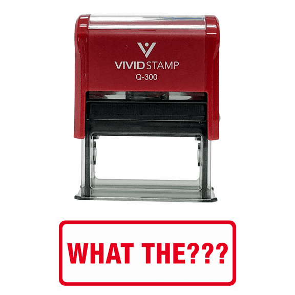 Vivid Stamp What The??? Self-Inking Office Rubber Stamp (Red) - Large