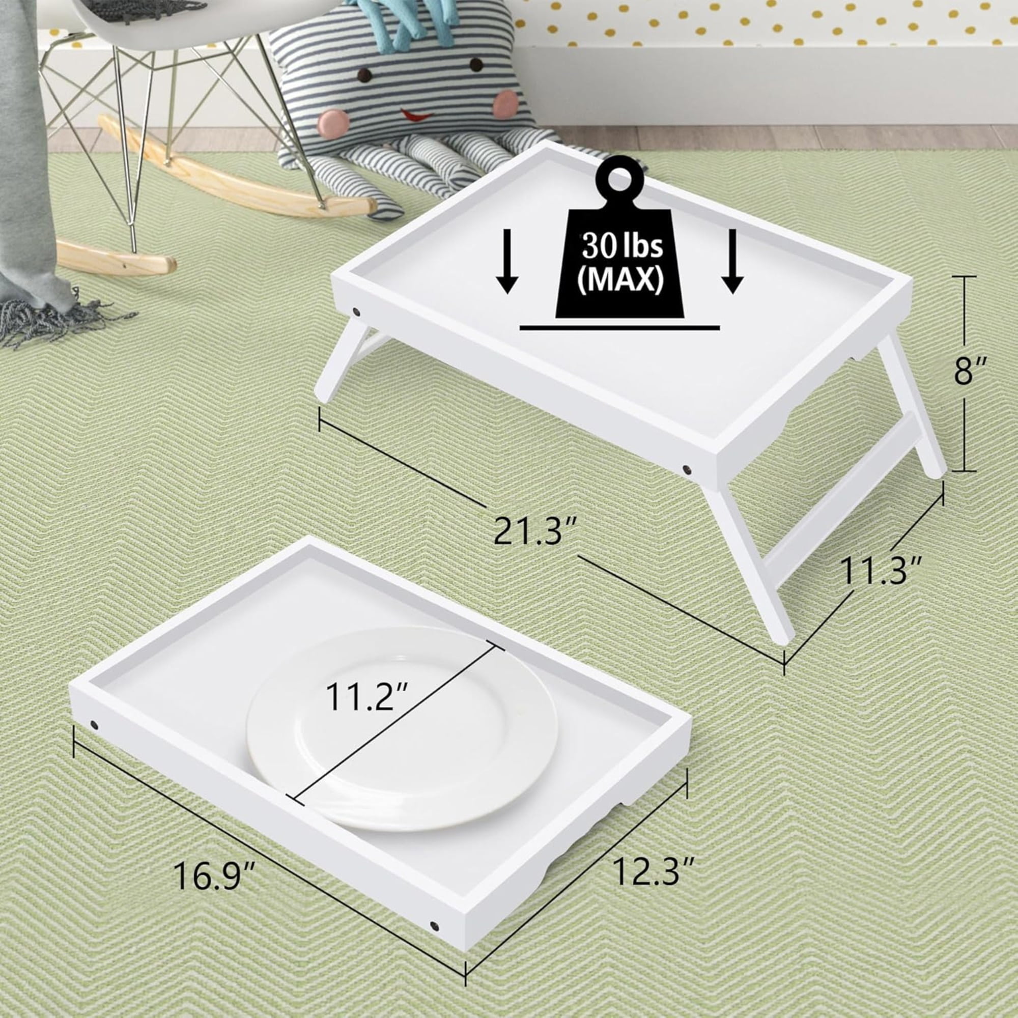 Bed Tray Table with Folding Legs, Bamboo Breakfast in Bed for TV Table, Laptop Computer Tray, Eating, Snack Tray, Breakfast Trays, Bed Trays, Serving Trays