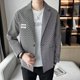 thumbnail image 4 of Abrigo a rayas para hombre, blazer marrón para fiesta, chaqueta de traje para hombre, original, nuevo, de verano, elegante, estilo coreano, ropa prémium para primavera, 4 of 5