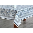 thumbnail image 4 of Spruce, Carolina and Powder Blue Indian Block Floral Print 100% Pure Cotton Cloth Tablecloth, 4 of 5