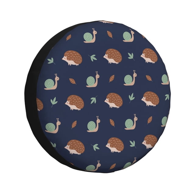 Fotbe Hedgehog And Snail Funda de Llanta de Repuesto con Estampado, Engrosada, Ajuste Universal para Jeep, Remolque, RV, SUV, Camión-16 inch