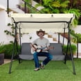 thumbnail image 5 of Topcobe 77'' x 43'' UV Protection & Water Resistance Swing Canopy Replacement Waterproof Top Cover for Outdoor Garden Patio Porch Yard, Top Cover Only, Beige, 5 of 7