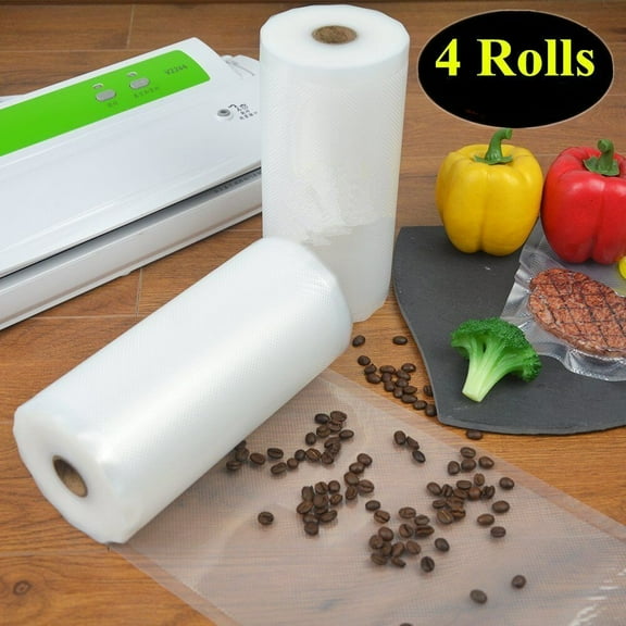 4 Rolls 11"x50' Vacuum Sealer Embossed Sous Vide Bags 4 mil - Kitchen Food Saver, BPA-Free Plastic
