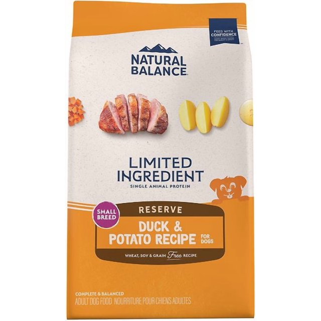 Natural Balance Réserve d'Ingrédients Limitée Sans Grains, Recette de Bouchées pour Petites Races au Canard et à la Pomme de Terre, Nourriture Sèche pour Chien, Sac de 1,81 kg