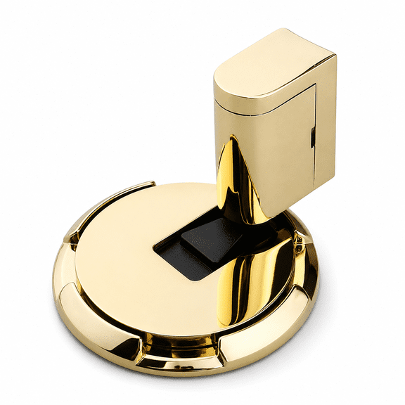 ABPETE Magnetic Door Stopper, No Drill Adjustable Floor Door Stop with Silent Mechanical Catch and Adhesive Mount, Heavy Duty Door Holder for Home, Office and Garage, Gold
