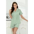 thumbnail image 2 of LYCY Women Short Pajama Set, Cotton Sleepwear Soft Cute Button up Pjs Set,(Light Green,L), 2 of 4