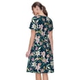 thumbnail image 2 of Bixox Women's Short Sleeve Summer Dress Loose Swing Knee Length Dresses with Pockets-Lilies Flowers, 2 of 7