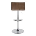 thumbnail image 4 of LumiSource Chrome Metal, Walnut Wood, Grey PU Mason Adjustable Barstool - Set of 2, 4 of 5