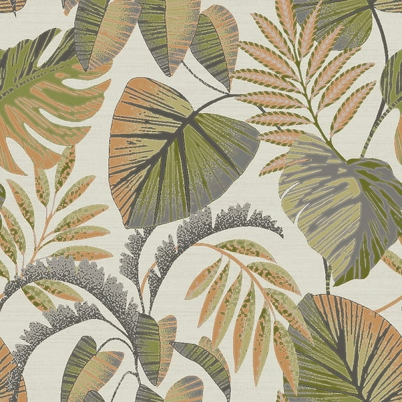Next Jungle Leaves Orange Removable Wallpaper