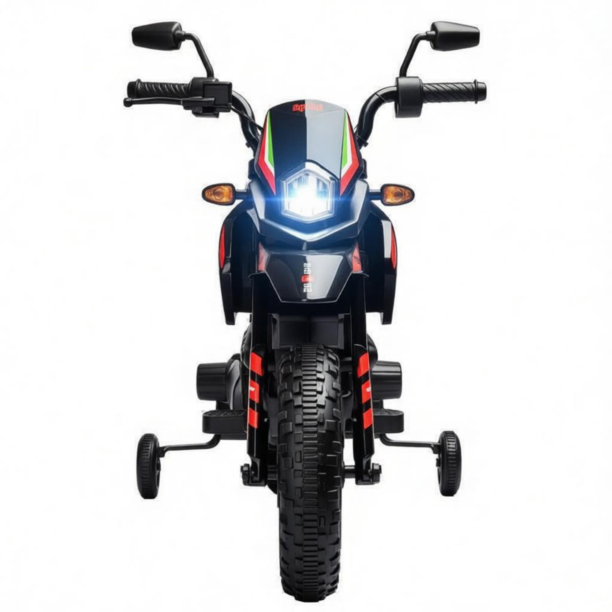 Red Kids Motorcycle Toy with Training Wheels Spring Suspension LED Light USB Music Feature for Children