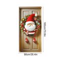 thumbnail image 3 of hengsof Christmas Door Cover Banner Decorations Santa Claus Door Cover Holiday Wall Backdrop for Winter Front Porch Banners Indoor Outdoor Christmas Party Decor 35x71 inch, 3 of 6