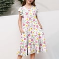 thumbnail image 6 of Girls Floral Tiered Dress with Pockets Ruffle Cap Sleeves Soft Summer Sundress for Kids Multicolor,Size 8-9T, 6 of 6