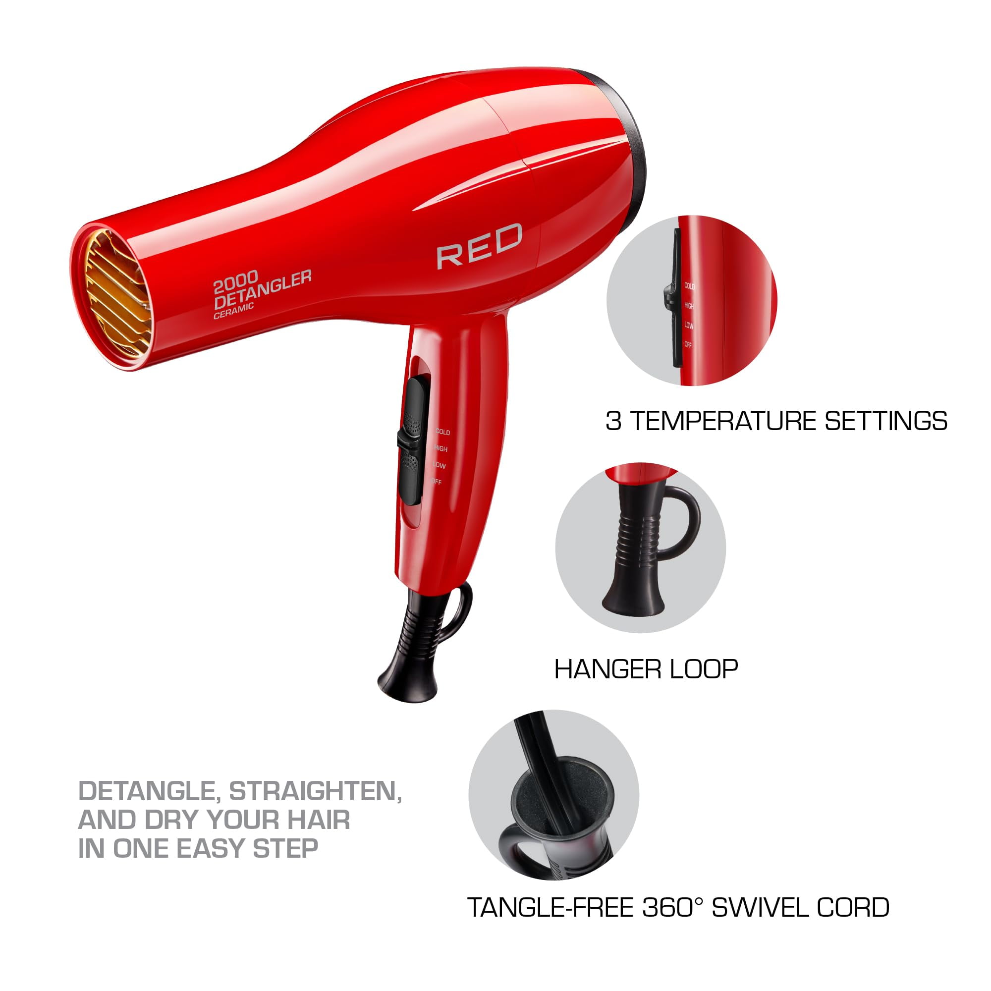 RED by KISS 2000 .. Ceramic Hair Dryer, Professional .. Salon Blow